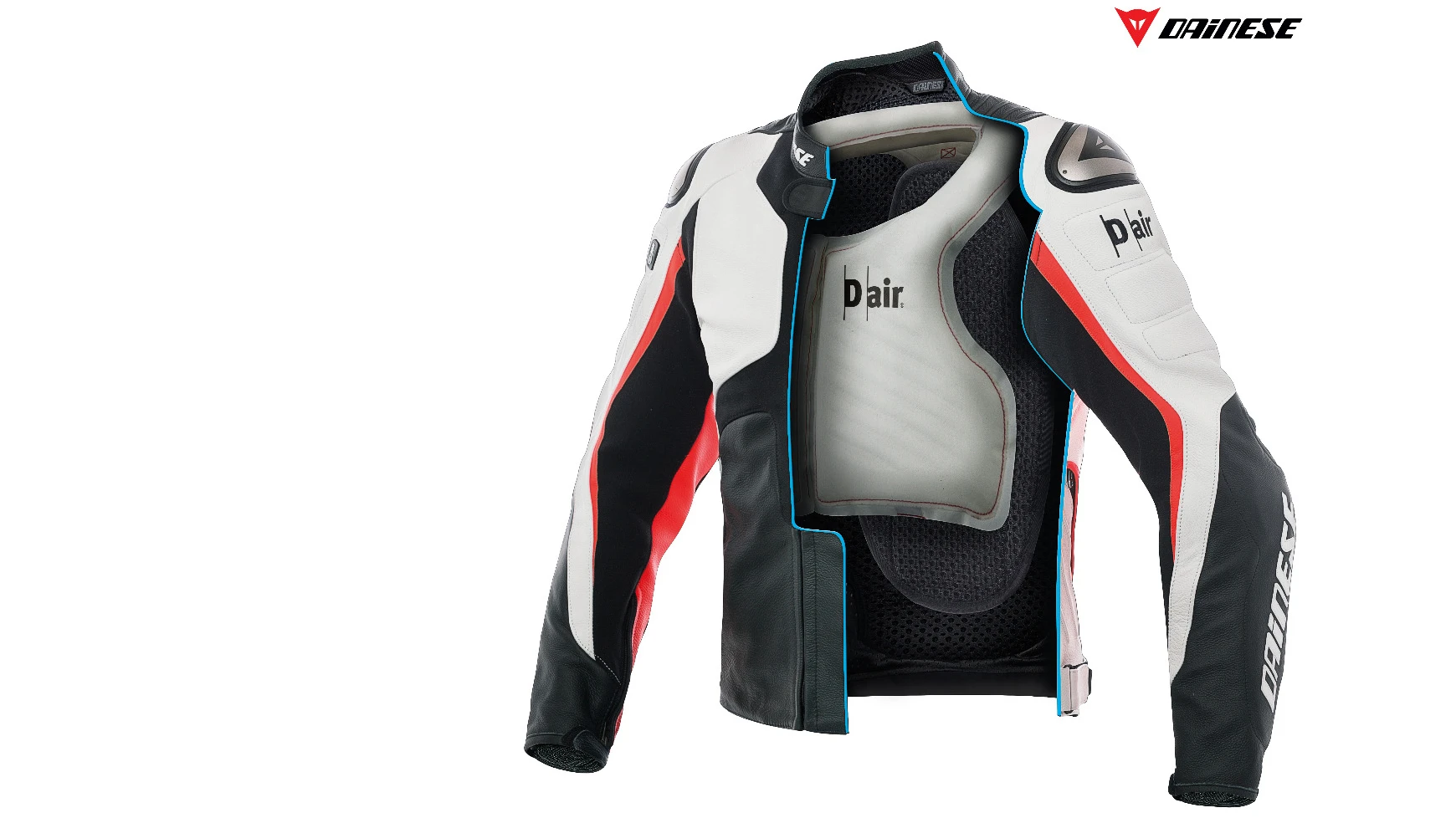Misano 1000 airbag jacket: Six sensors contained in the back-protector monitor the vectors affecting the body of the rider 800 times a second