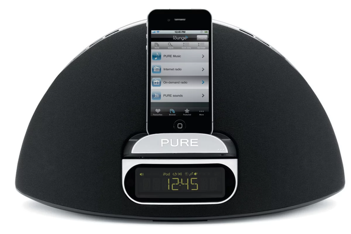 Music can be played from an iPhone or the cloud-based Pure Lounge on the Contour 100i