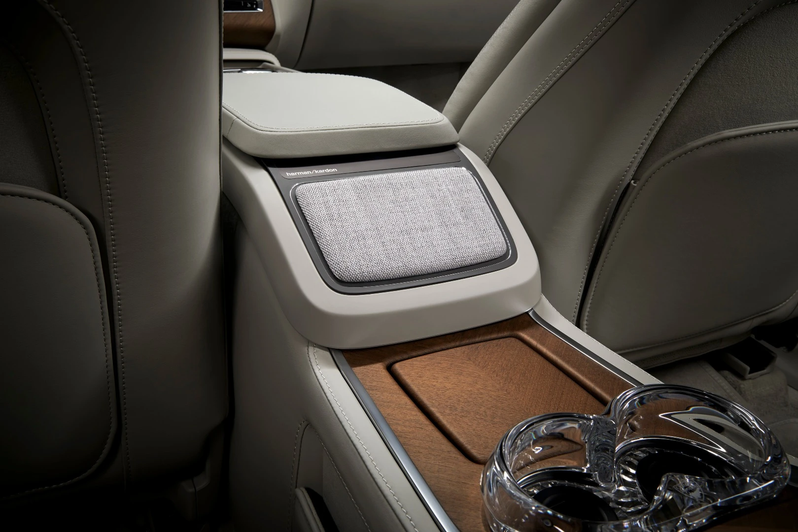 This rear-facing console speaker is meant to improve sound quality for back seat passengers in ride-for-hire vehicles