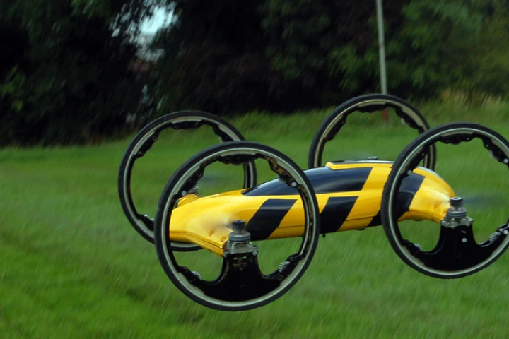 B is a combination RC car and quadcopter, which can be driven or flown