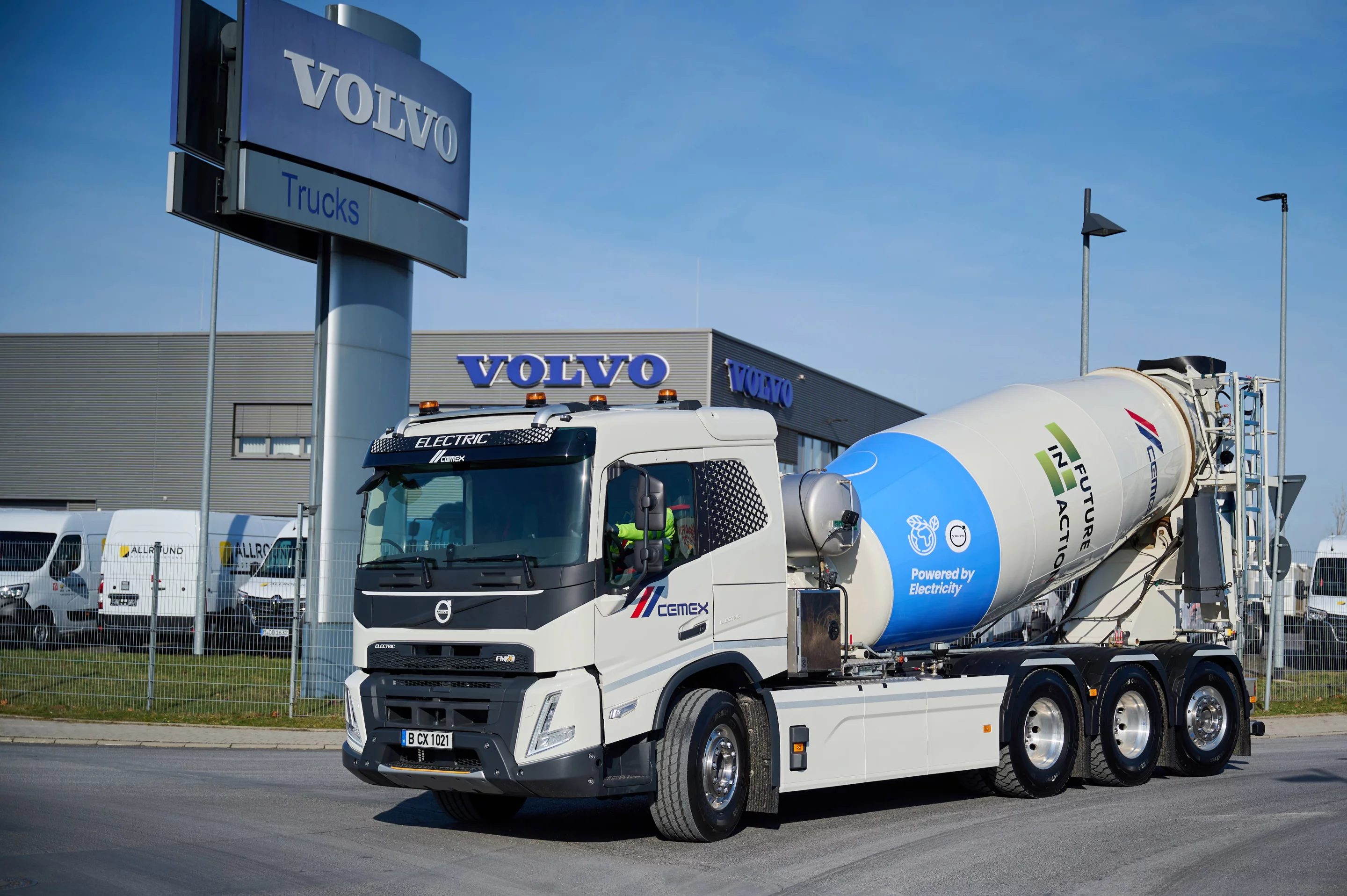 The "world’s first fully electric and zero-emission heavy concrete mixer truck" will start work at a ready-mix concrete plant in Berlin this month, and requires just a single top-up for all-day operation