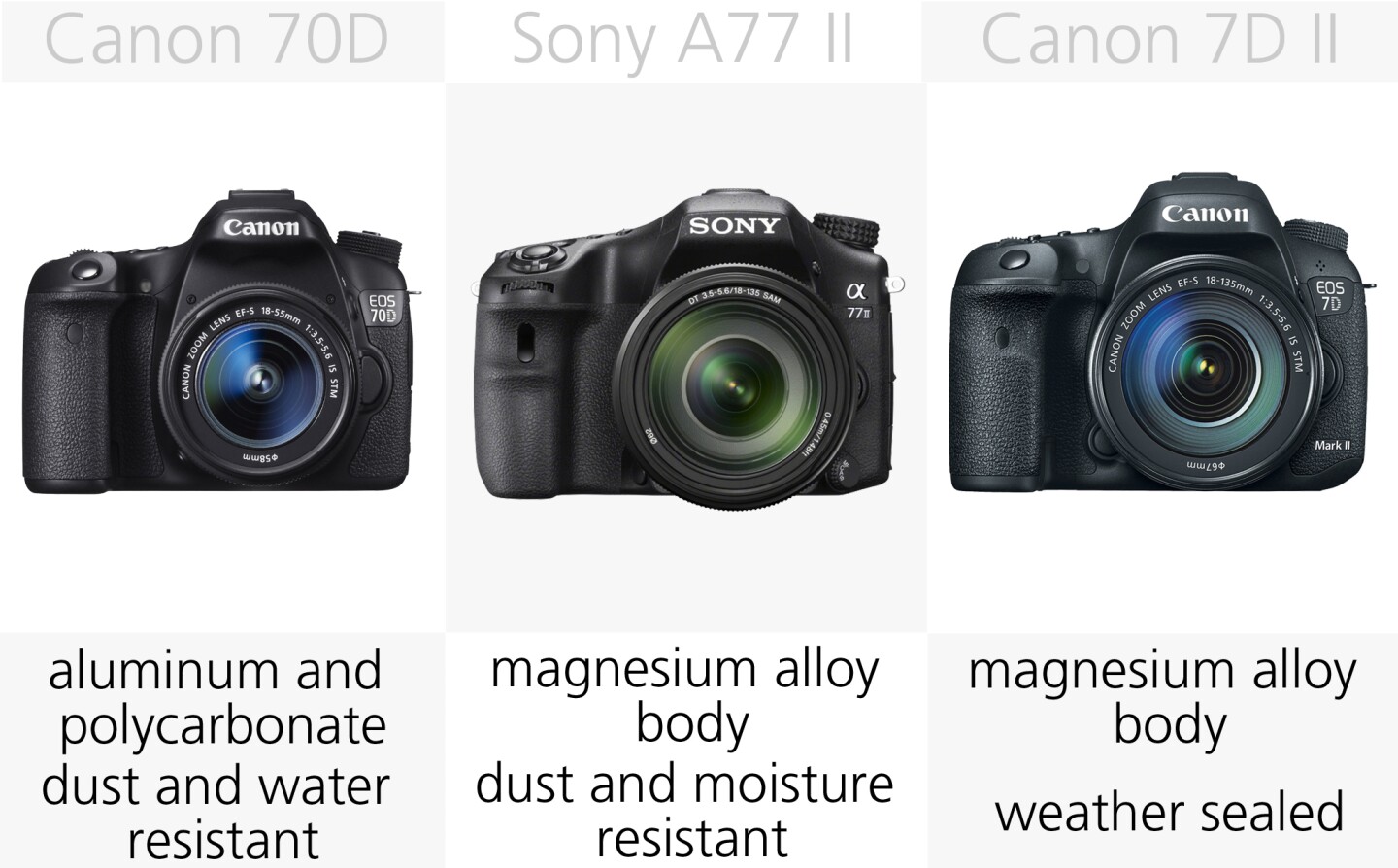 The Canon 7D Mark 2 is weather sealed, meaning you could use it even in a downpour