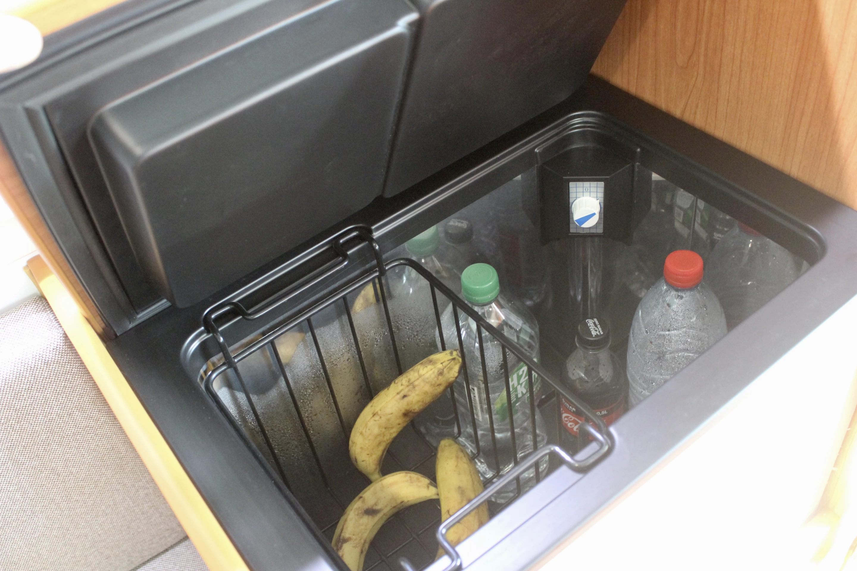 Compact fridge in the Go-Pod micro tourer