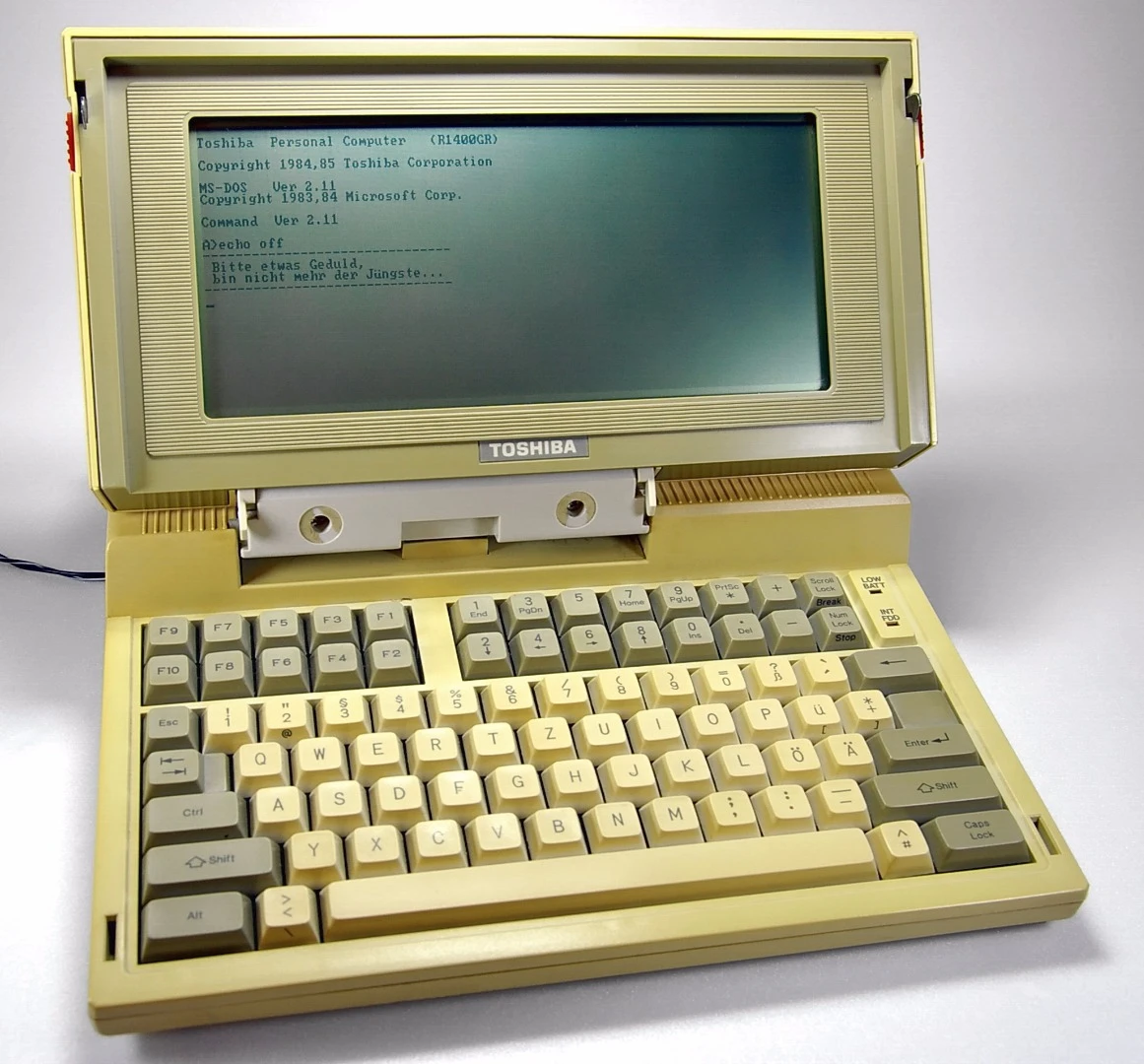 The Toshiba T1100 (1985) featured a monochrome LCD capable of displaying 80x25 text and 640x200 graphics