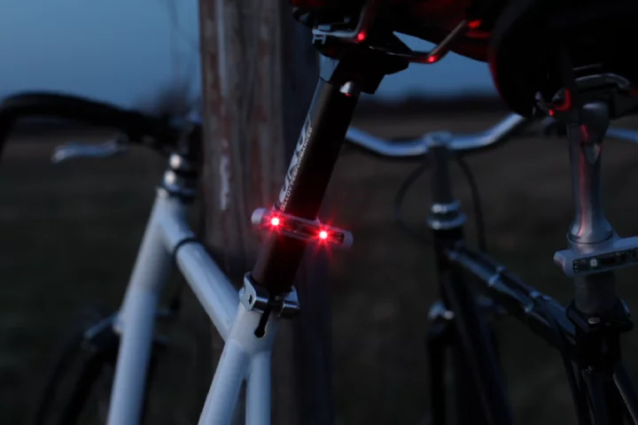 The Blink/Steady Bike Light automatically comes on once it's dark enough for a light to be required, and the bicycle is in motion
