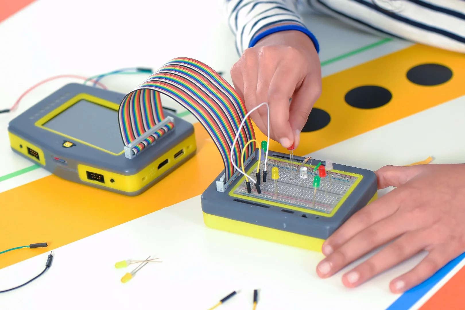 Curious Chip fully expects Pip users to move beyond the handheld to experiment with breadboarding, use everyday objects as game controllers or go on to invent bigger and better devices