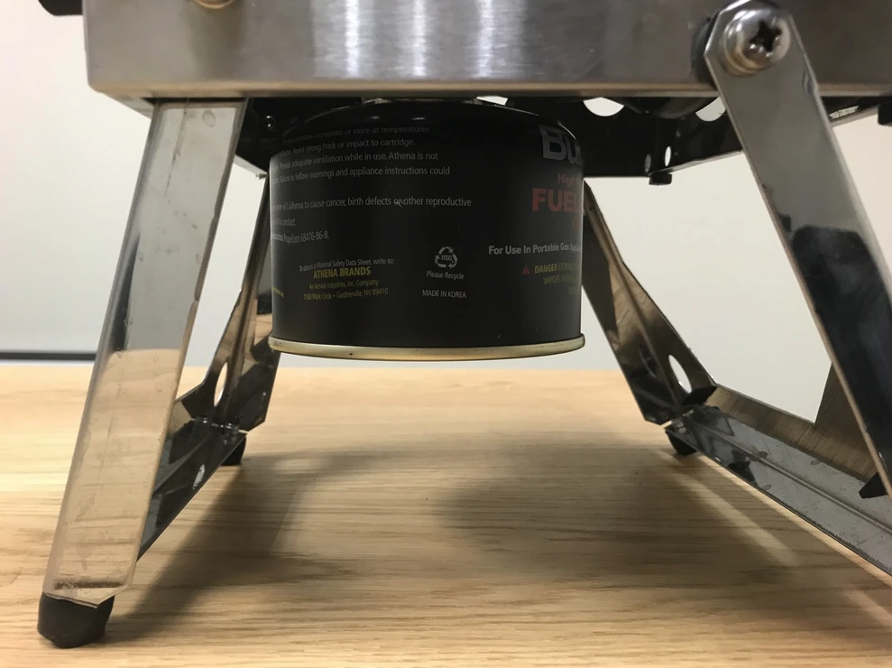 Kariba stove-showers operate on propane or butane