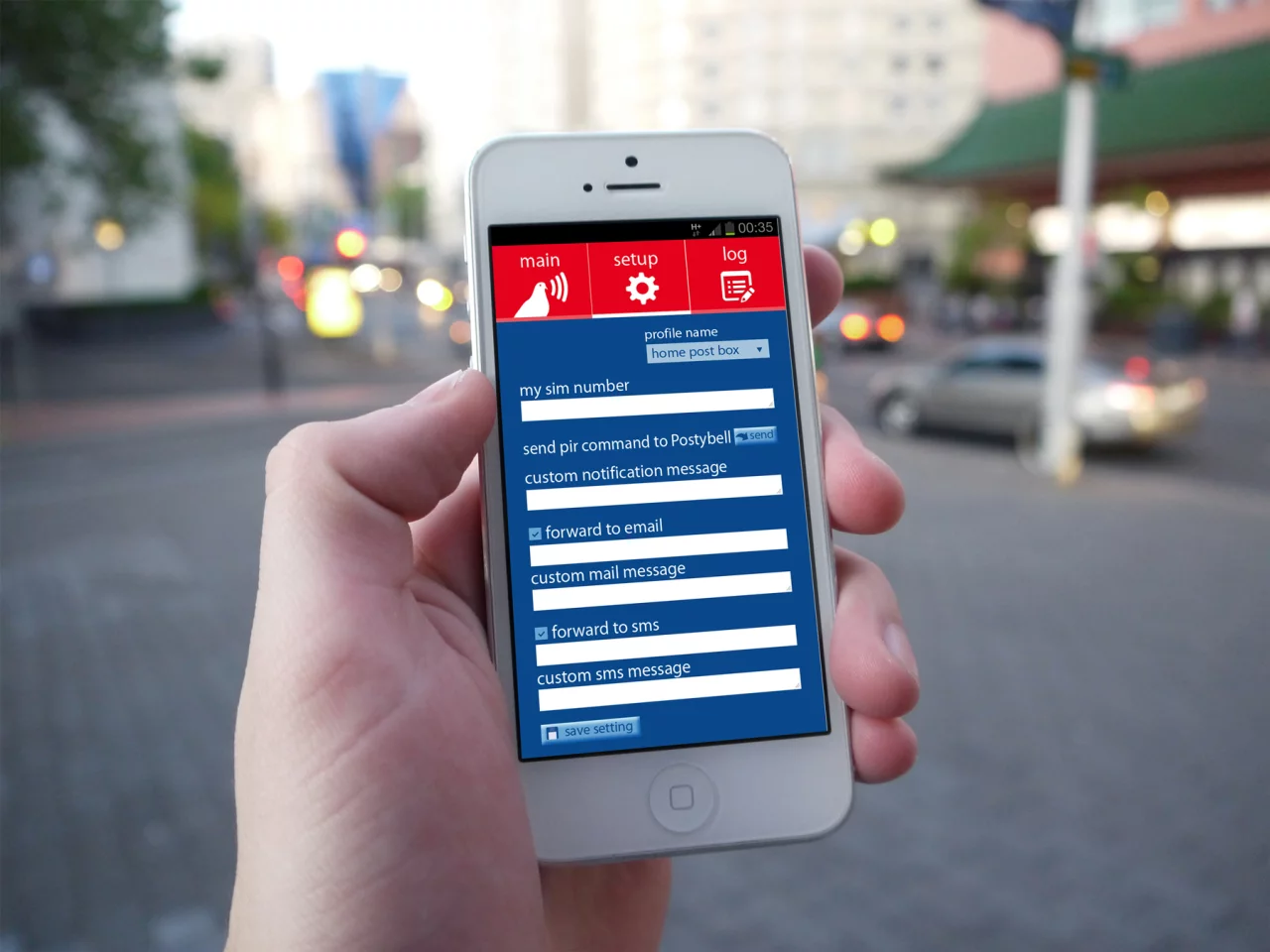 The Postybell app allows alerts to be forwarded to other numbers or email addresses