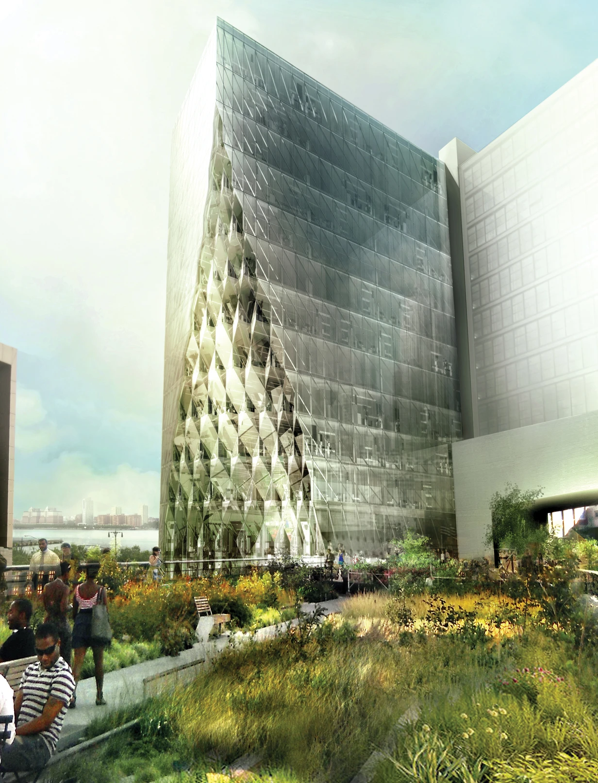 The shaved-away corners reveal faceted facades (Image courtesy of Studio Gang Architects)