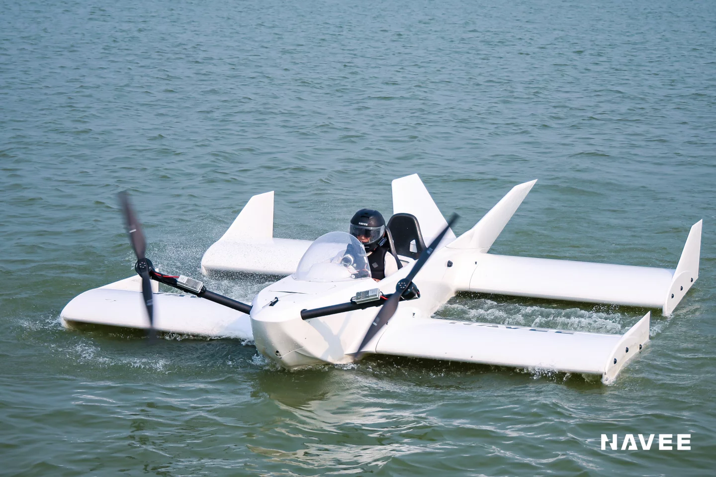 Navee's WaveFly 5X skims centimeters above the water during testing