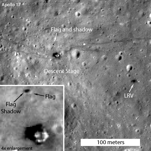 Apollo 17 site showing flag shadow (Photo: NASA)