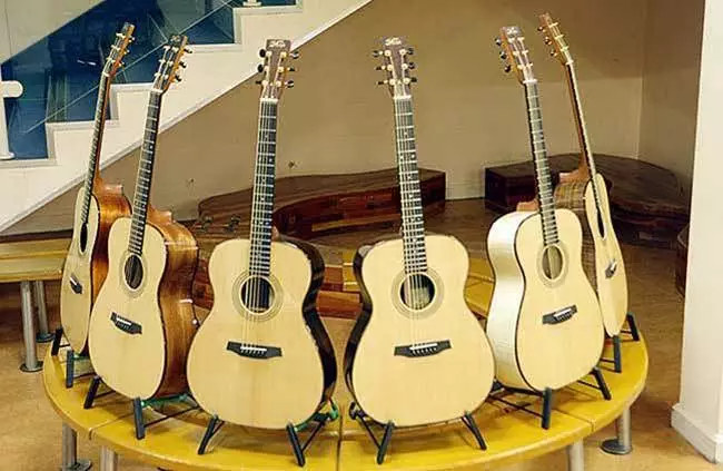 The six guitars which were used in the study
