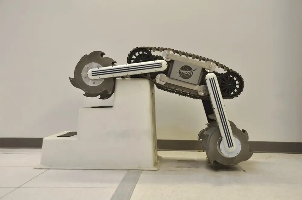 The RASSOR robot, developed by NASA, is designed to excavate bodies in space