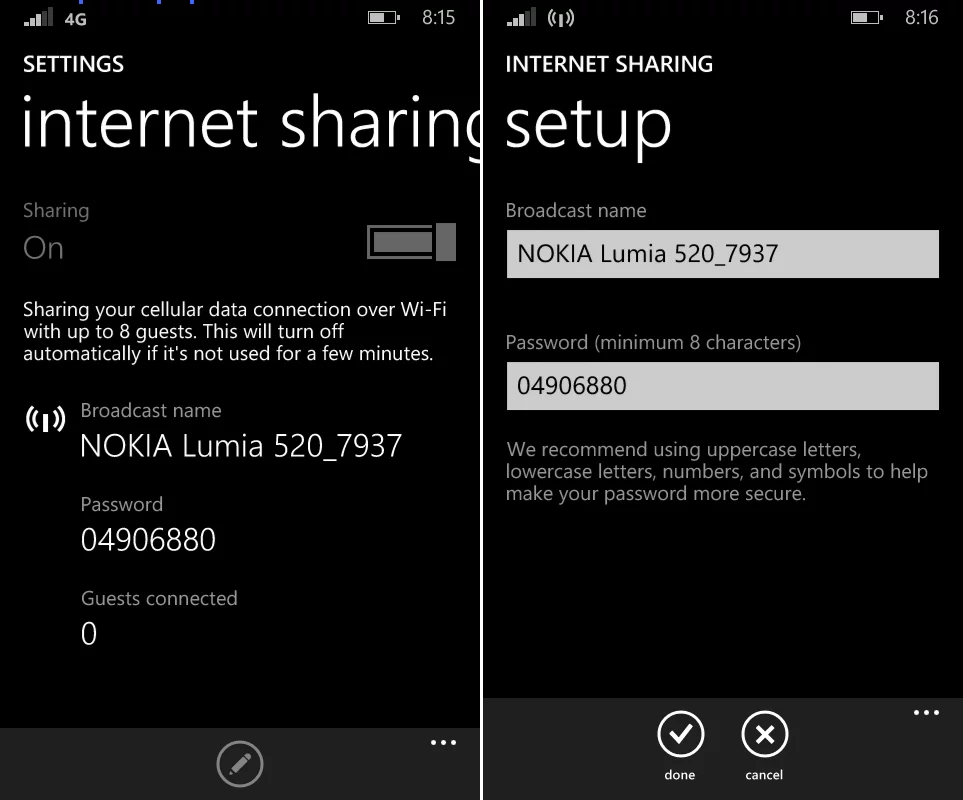 Turn on Internet Sharing on Windows Phone