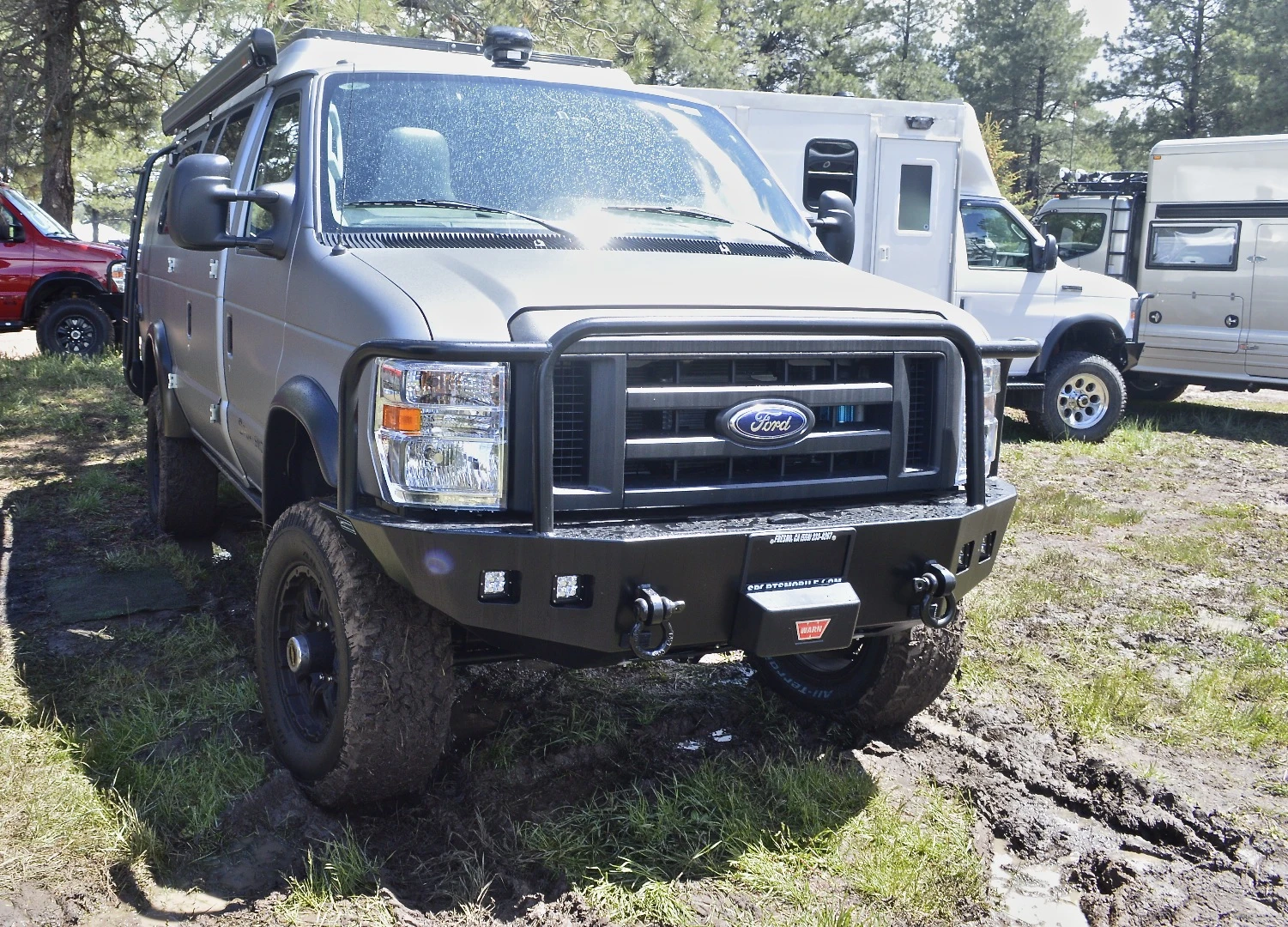 Sportsmobile told us that the wet, muddy conditions of this year's Overland Expo were great for business