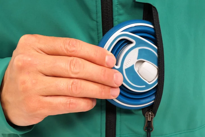 It may not fit comfortably in your running shorts pocket, but the Hydaway slides easily into a jacket or pack