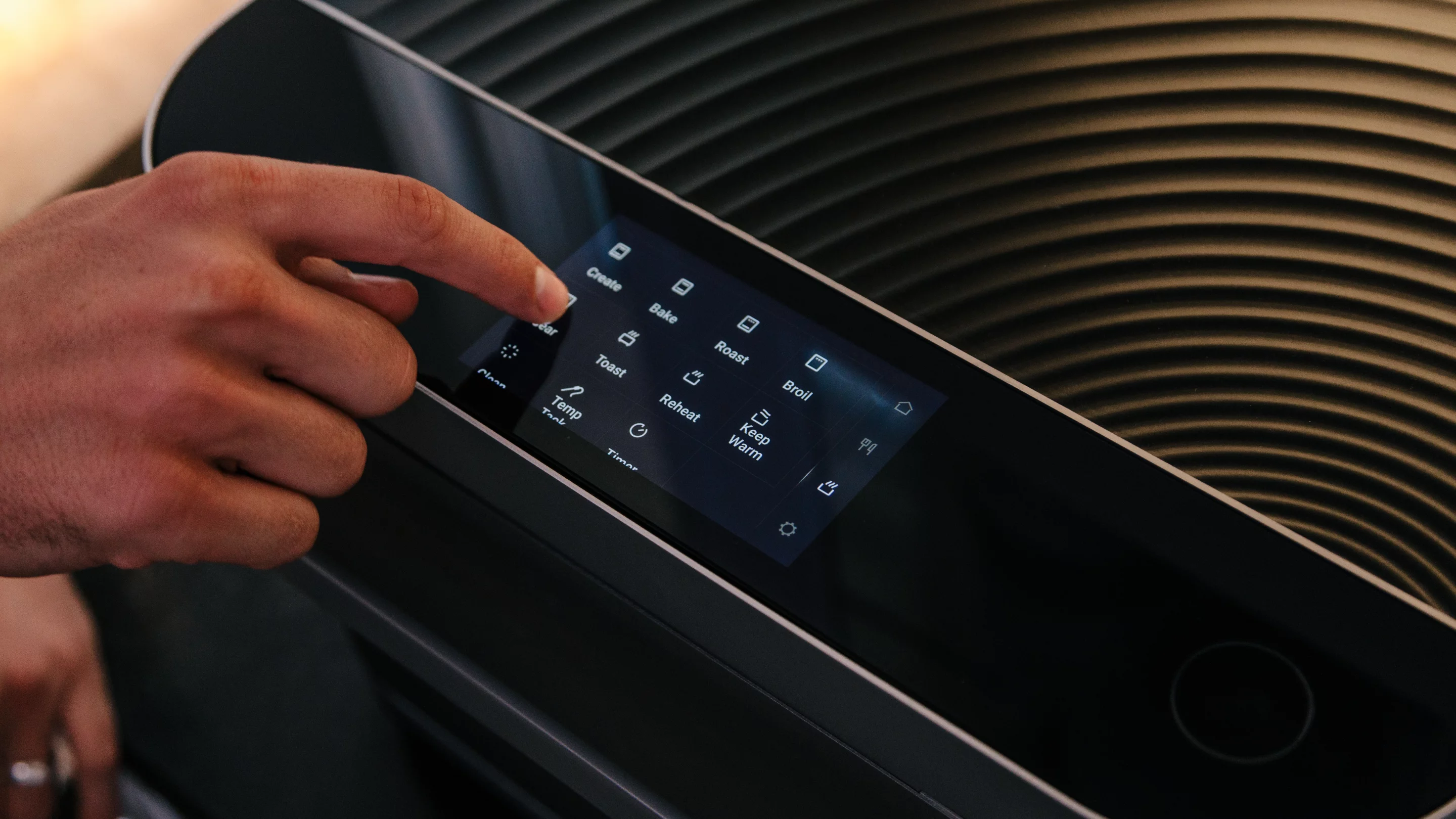 Users can input settings on the Brava oven's 5-in screen