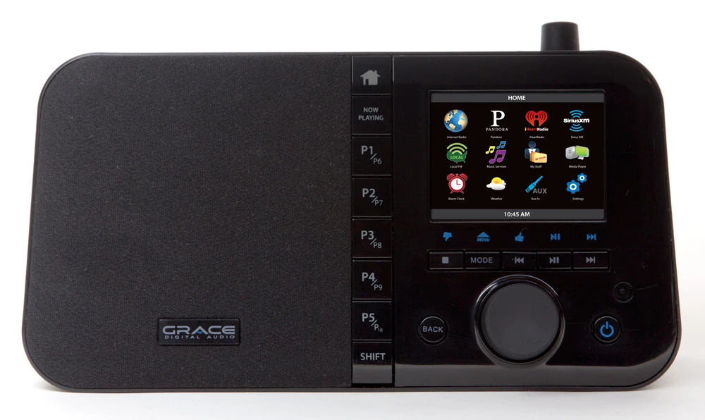 Mondo's 3.5-inch LCD screen has 30 backlight brightness settings spread over three usage modes, and can display station logos and Pandora album artwork
