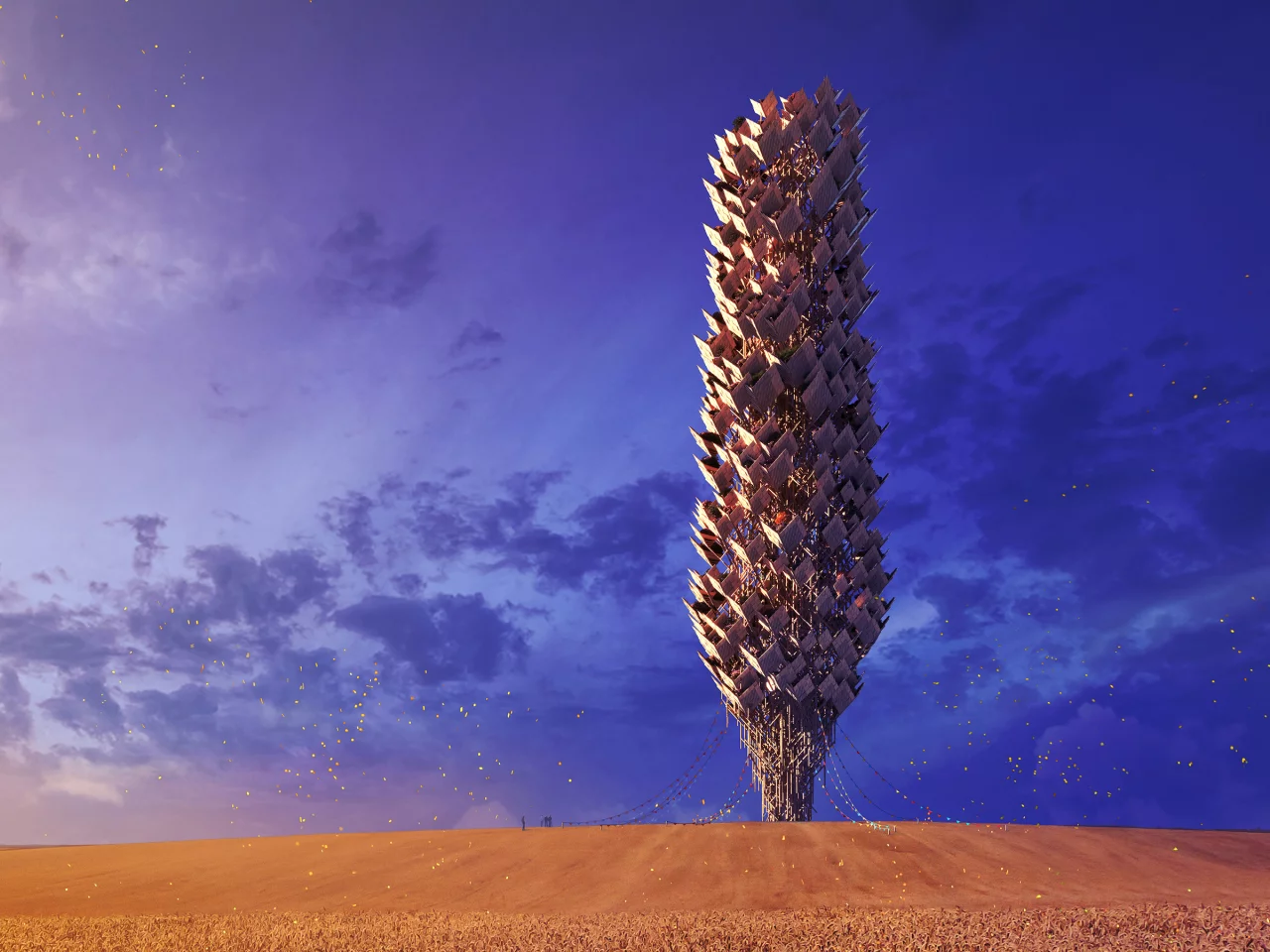 New Spring: Agro-ecological Skyscraper was designed by Michał Spólnik and Marcin Kitala, from Austria and Poland, respectively. It would be made from timber and host different types of plants and animal species that would be used help solve food scarcity