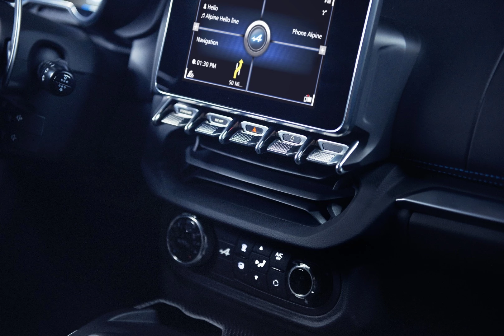 The A110 cabin is built around that central touchscreen