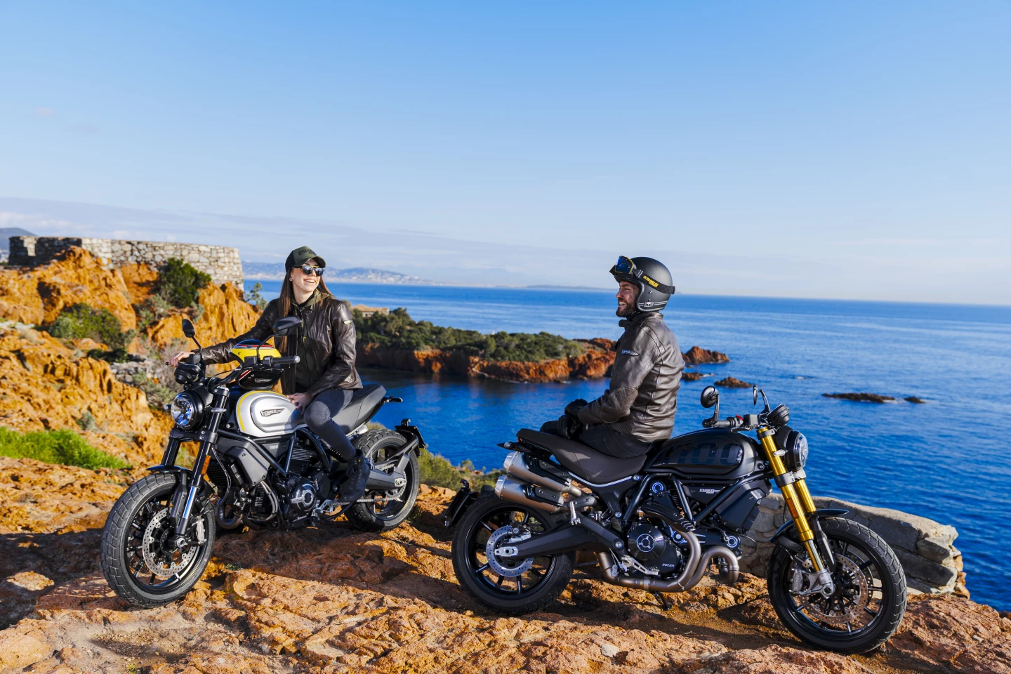 The Scrambler 1100 Pro, left, and the Scrambler 1100 Sport Pro, right