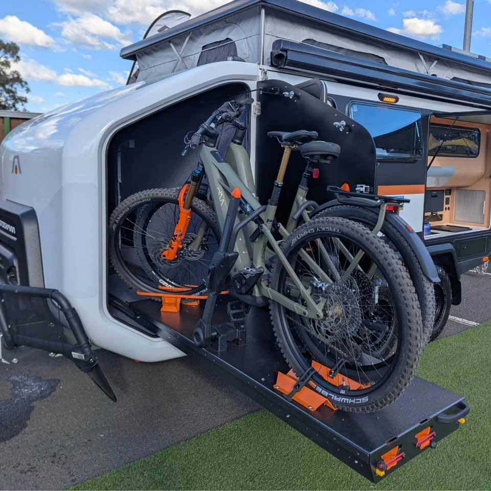 Ebikes ready to ride for a multi-day camping adventure