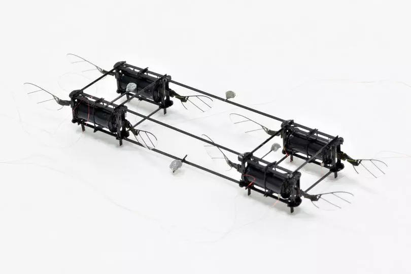 The eight-wing RoboBee, with two wings per soft actuator
