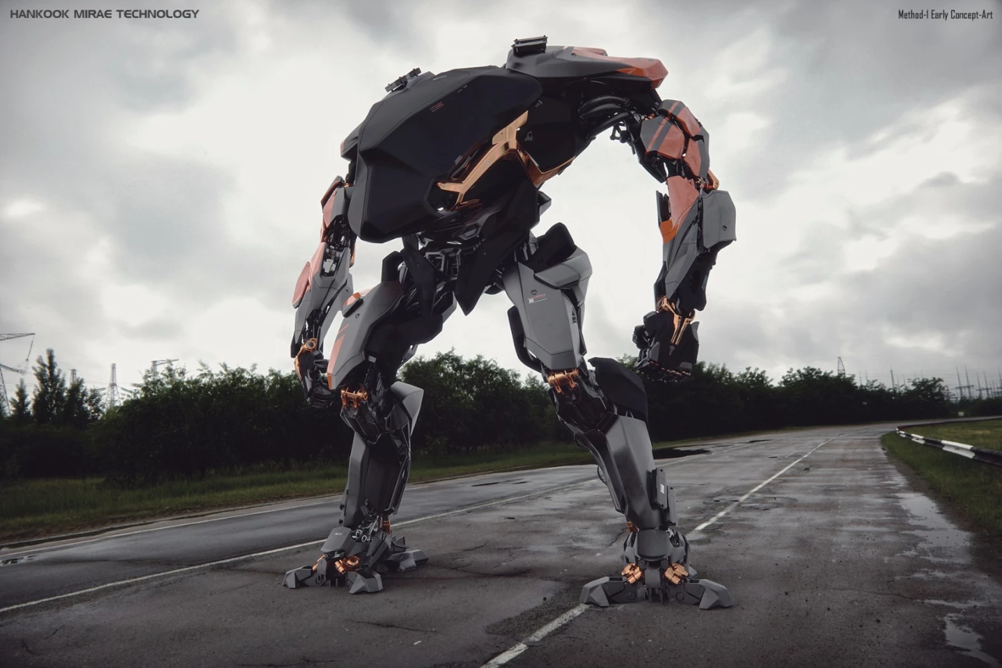 Early concept art for the Method-1 robot: a much wider stance than the current prototype