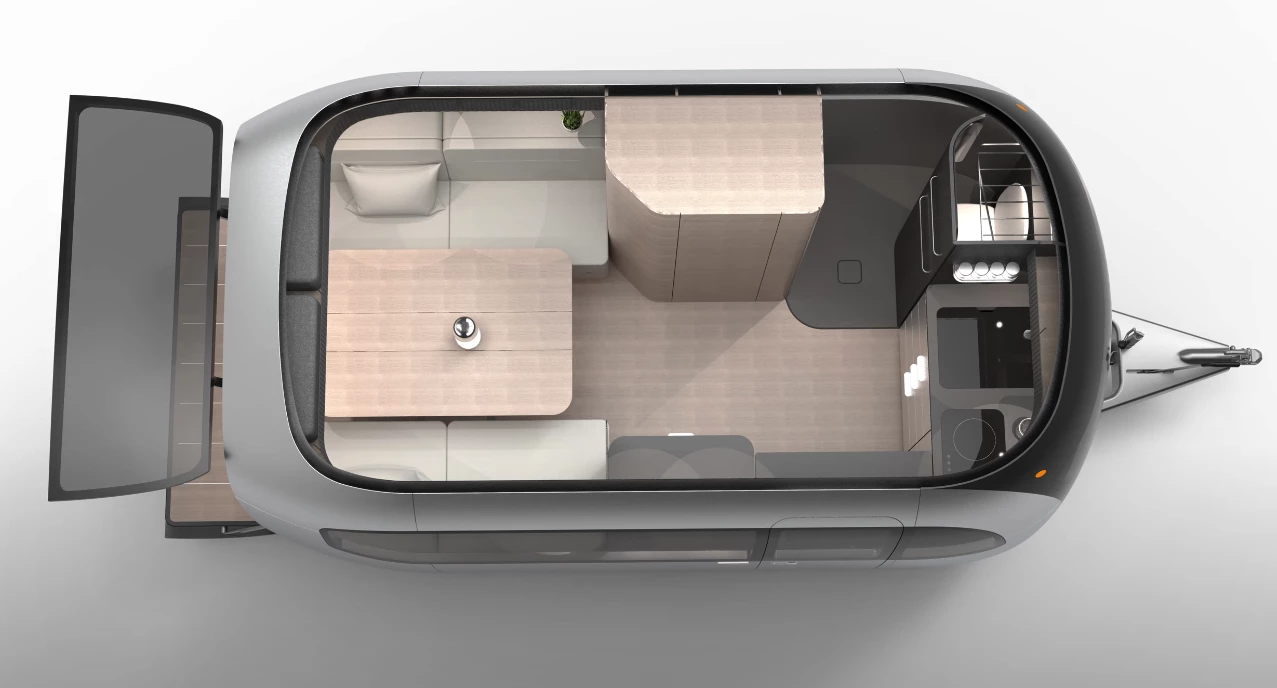 Airstream x Porsche concept trailer floor plan