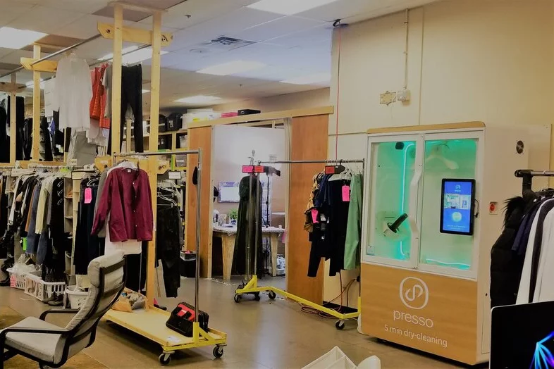 A Presso machine (at right) in its natural habitat