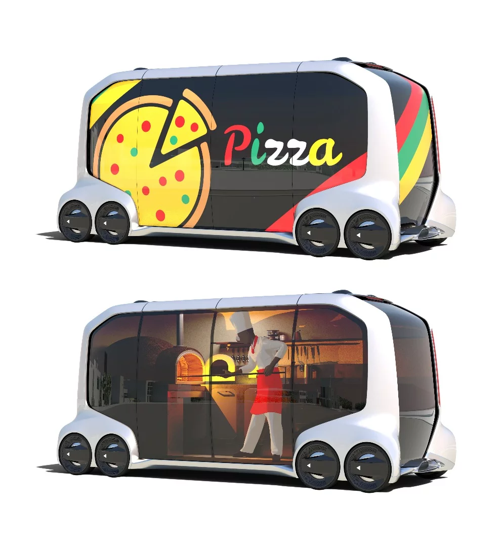 This mobile pizzeria concept is based on the e-Palette Concept shown at CES today