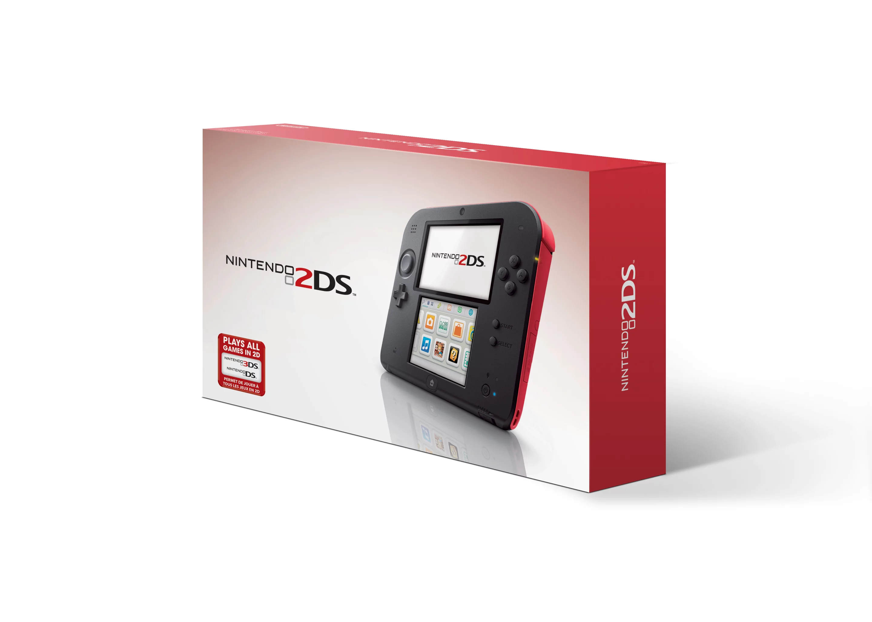 The Nintendo 2DS will be available worldwide in red and blue color schemes on October 12 at a price of US$129.99