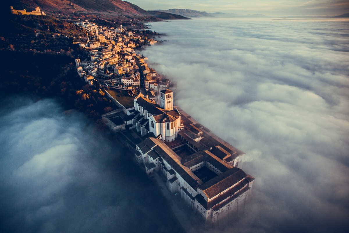 The Basilica of Saint Francis of Assisi in in Umbria, Italy, the first-place winner in the Travel category