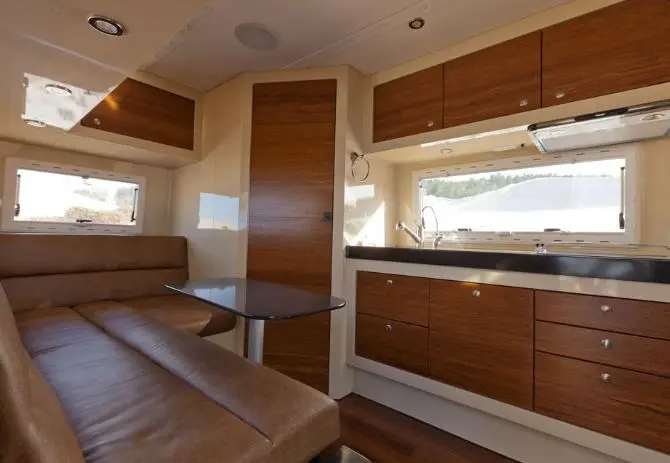 The interior is defined by bamboo and Corian