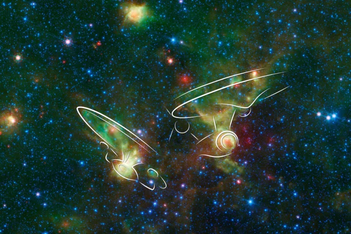 The Enterprise nebulae resemble spacecraft from the television series Star Trek
