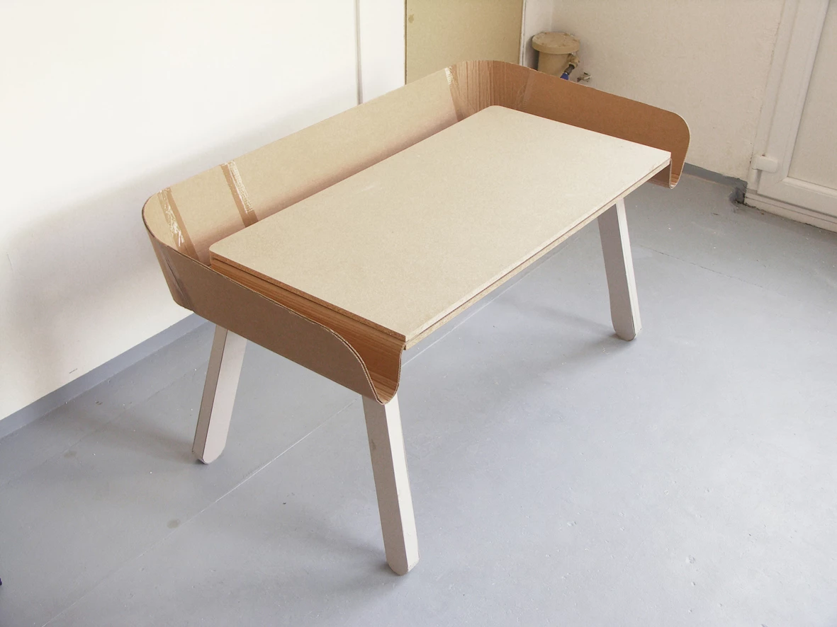 Homework prototype, with the gutter made out of wood