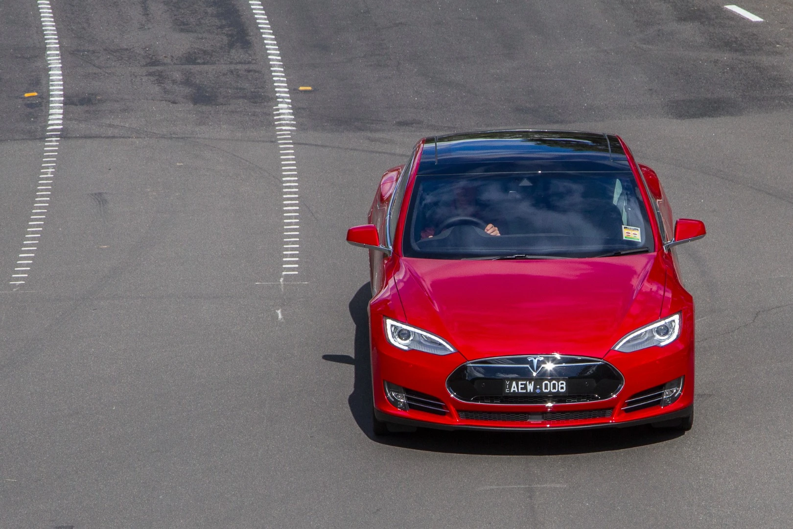 The Model S' daytime running lights give it a unique look on the road