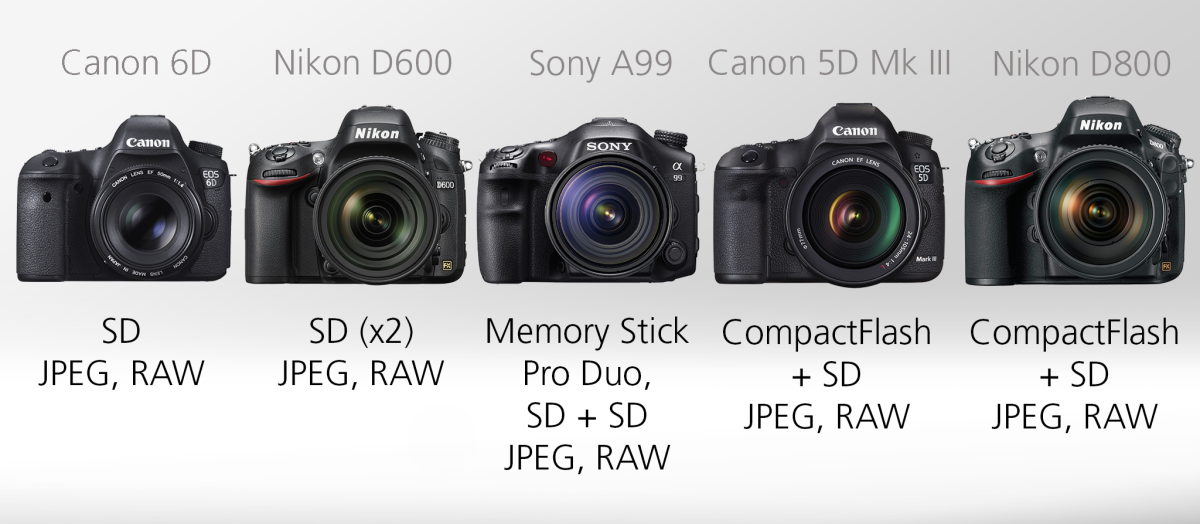 Full Frame DSLR Comparison Guide - Storage and media