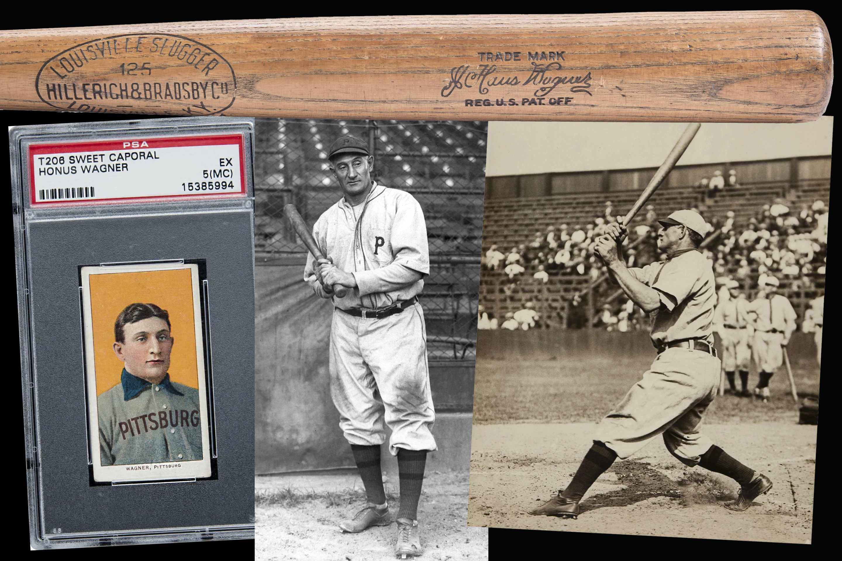 The name Honus Wagner is best known for the spectacular prices his T206 baseball card fetches. The card pictured at left sold for $3.1 million. What most people don't realise is that Wagner was a baseball player of the same calibre as Ty Cobb, Lou Gehrig, Babe Ruth and Mickey Mantle. Wagner was the very first American sportsperson to sign an endorsement deal, and the pictured 1916-1917 Louisville Slugger Model 125 is a pristine example of the very first endorsed baseball bat. Much has been written that the reason for the scarcity of the Honus Wagner T206 baseball card is that Wagner refused to endorse tobacco and demanded the cards were pulled. In fact, Wagner accepted payment to endorse chewing tobacco at a later date. The lucrative nature of the Hillerich & Bradsby deal, inked in 1905, seems far more likely to have made him aware that he was entitled to payment if his likeness was to be used on a baseball card. Pictured is Honus Wagner's 1916-1917 Louisville Slugger Model 125 that sold for $428,000 at Goldin auctions last August.