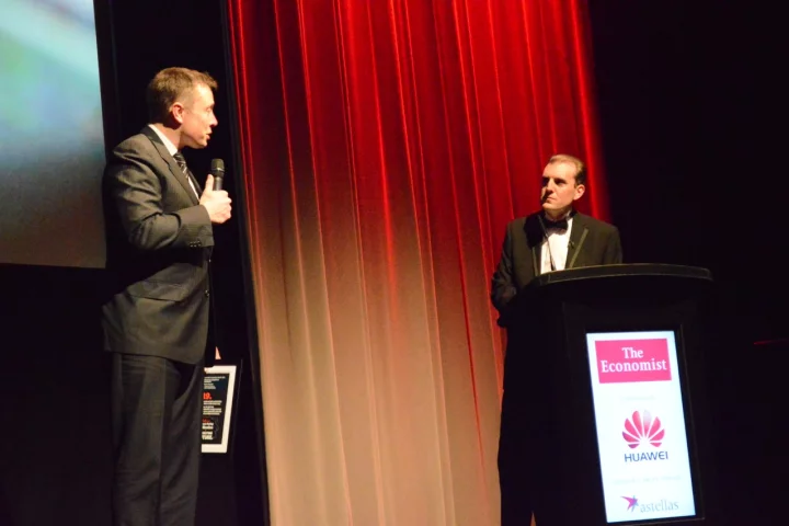 Elon Musk expounding on his theoretical Hyperloop transportation system at Thursday's Economist Innovation Awards (Photo: Gizmag)