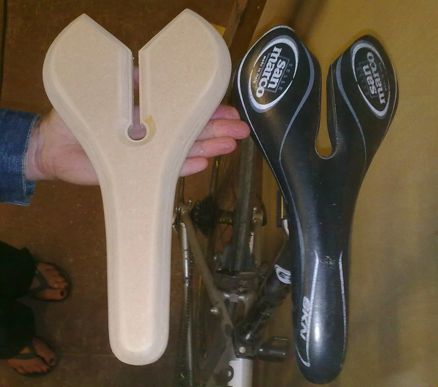 Tully's favorite triathlon bike seat was used as the template for the ply and MDF seat