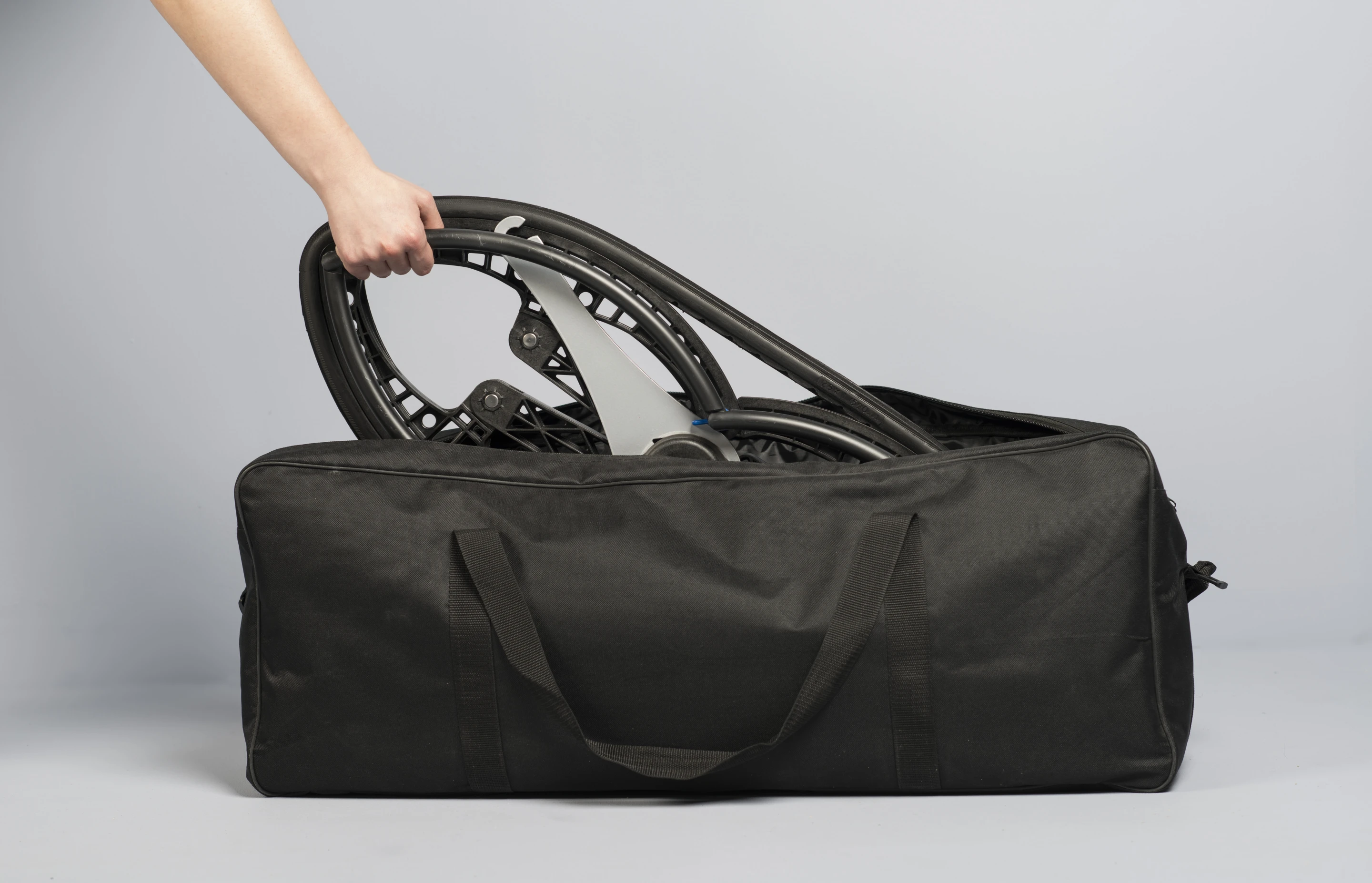 A wheelchair which sports Morph Folding Wheels could easily fit into a bag