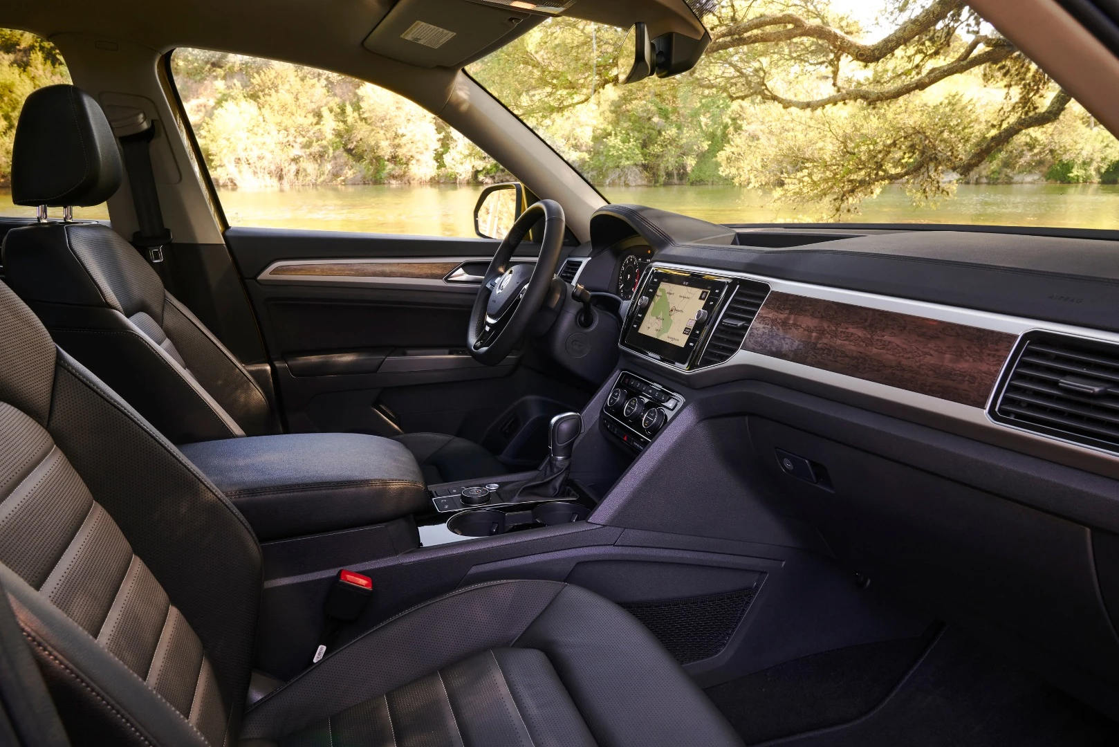 Inside, the 2018 Atlas is all Volkswagen with a function-makes-form essence