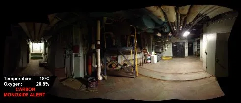 A composite panoramic image obtained by a prototype ball