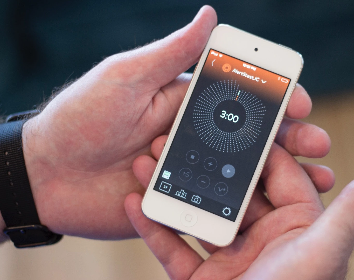 The iOS Thync app lets you control the duration and strength of your "vibes" session