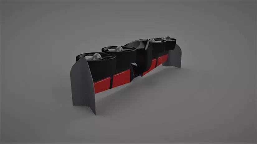 Four large ducted fans, designed to keep things relatively quiet