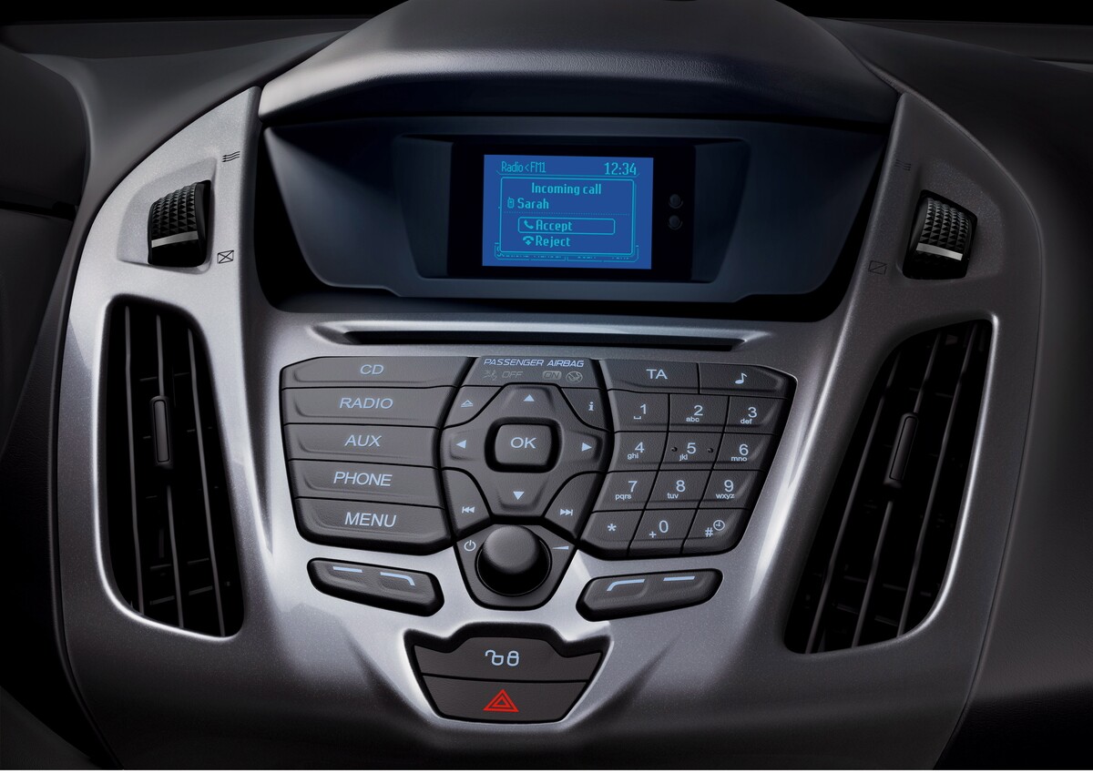 The Transit Connect Wagon's dashboard, featuring a 6.5-inch touchscreen