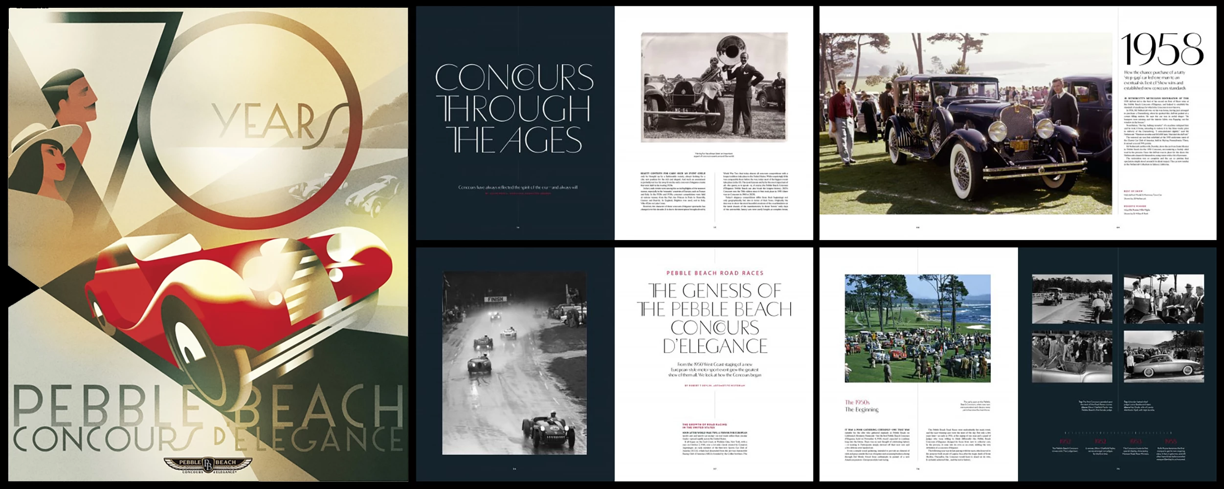 One of the highlights of this years Pebble Beach Concours was the release of a book entitled Pebble Beach Concours d’Elegance: Celebrating 70 Years of Automotive Excellence, which details the history of the event. It’s gorgeous, informative and you can choose how much you’re going to spend: £415 (approx. USD $490) for a limited edition, 250-copies-only, leather-bound with leather clamshell edition; £135.00 (approx. USD $160) for a limited edition, 500-copies-only, on better paper with a slipcase; and a £70.00 (approx. USD $80) standard edition, which appears to be out of stock already.