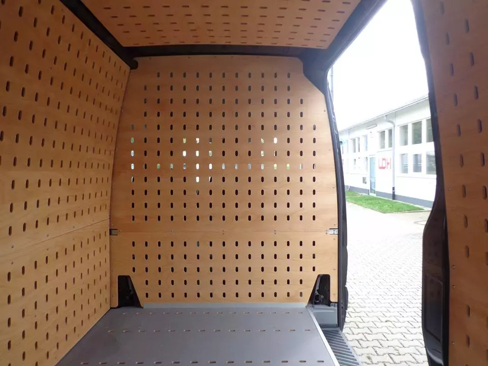 Van interior fully trimmed in CargoClips paneling