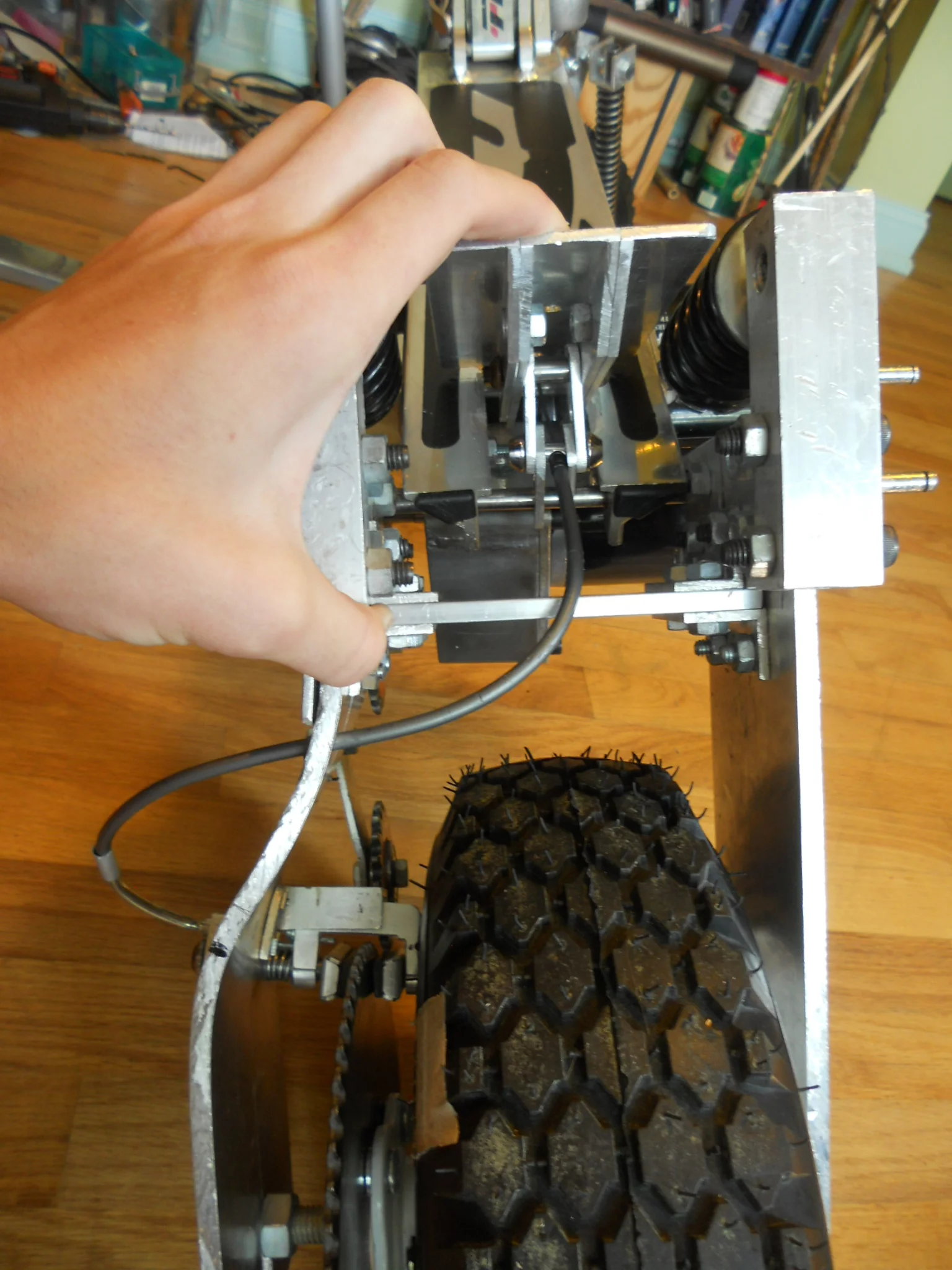 Pressure on the brake lever